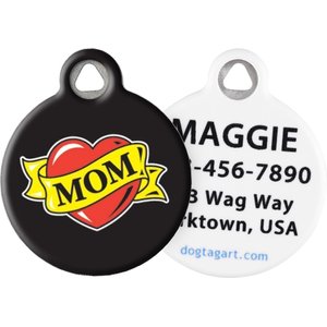 Dog Tag Art Mom Heart Tattoo Personalized Dog & Cat ID Tag, Large