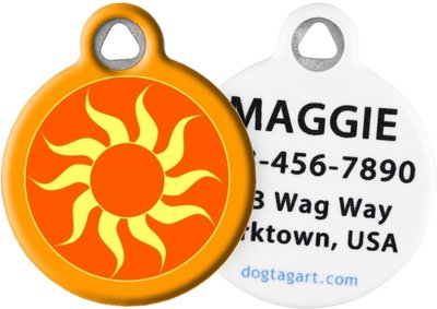 Dog Tag Art Orange Sun Personalized Dog & Cat ID Tag, slide 1 of 1
