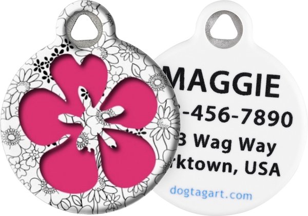 Dog Tag Art Flower Power Personalized Dog & Cat ID Tag, Small slide 1 of 5