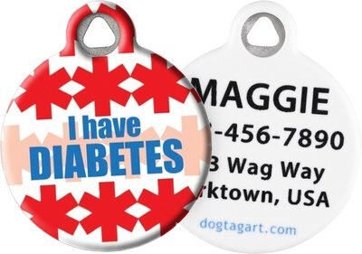 Dog Tag Art I Have Diabetes Personalized Dog & Cat ID Tag, slide 1 of 1