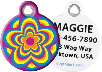 Dog Tag Art Psychedelic Flower Personalized Dog & Cat ID Tag, slide 1 of 1