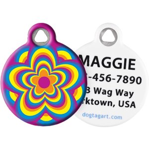 Dog Tag Art Psychedelic Flower Personalized Dog & Cat ID Tag, Small