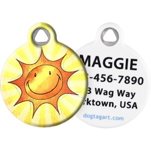Dog Tag Art Sun Smile Personalized Dog & Cat ID Tag, Small