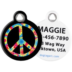 Dog Tag Art Tie Dye Peace Symbol Personalized Dog & Cat ID Tag, Small