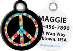 Dog Tag Art Tie Dye Peace Symbol Personalized Dog & Cat ID Tag, Large
