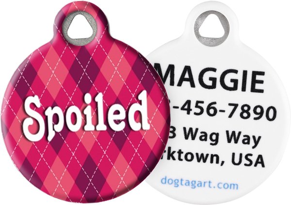 Dog Tag Art Argyle Spoiled Personalized Dog & Cat ID Tag, Small slide 1 of 5