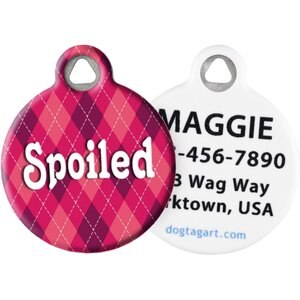 Dog Tag Art Argyle Spoiled Personalized Dog & Cat ID Tag, Small