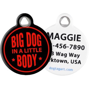 Dog Tag Art Big Dog Little Body Personalized Dog ID Tag, Small