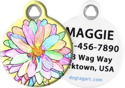 Dog Tag Art Sketched Flower Personalized Dog & Cat ID Tag, slide 1 of 1