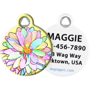 Dog Tag Art Sketched Flower Personalized Dog & Cat ID Tag, Small