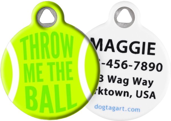 Dog Tag Art Throw Me the Ball Personalized Dog ID Tag, Large slide 1 of 5