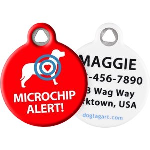 Dog Tag Art Microchip Alert Personalized Dog & Cat ID Tag, Small