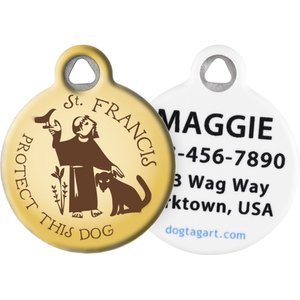 Dog Tag Art St. Francis Protect This Dog Personalized Dog ID Tag, Large
