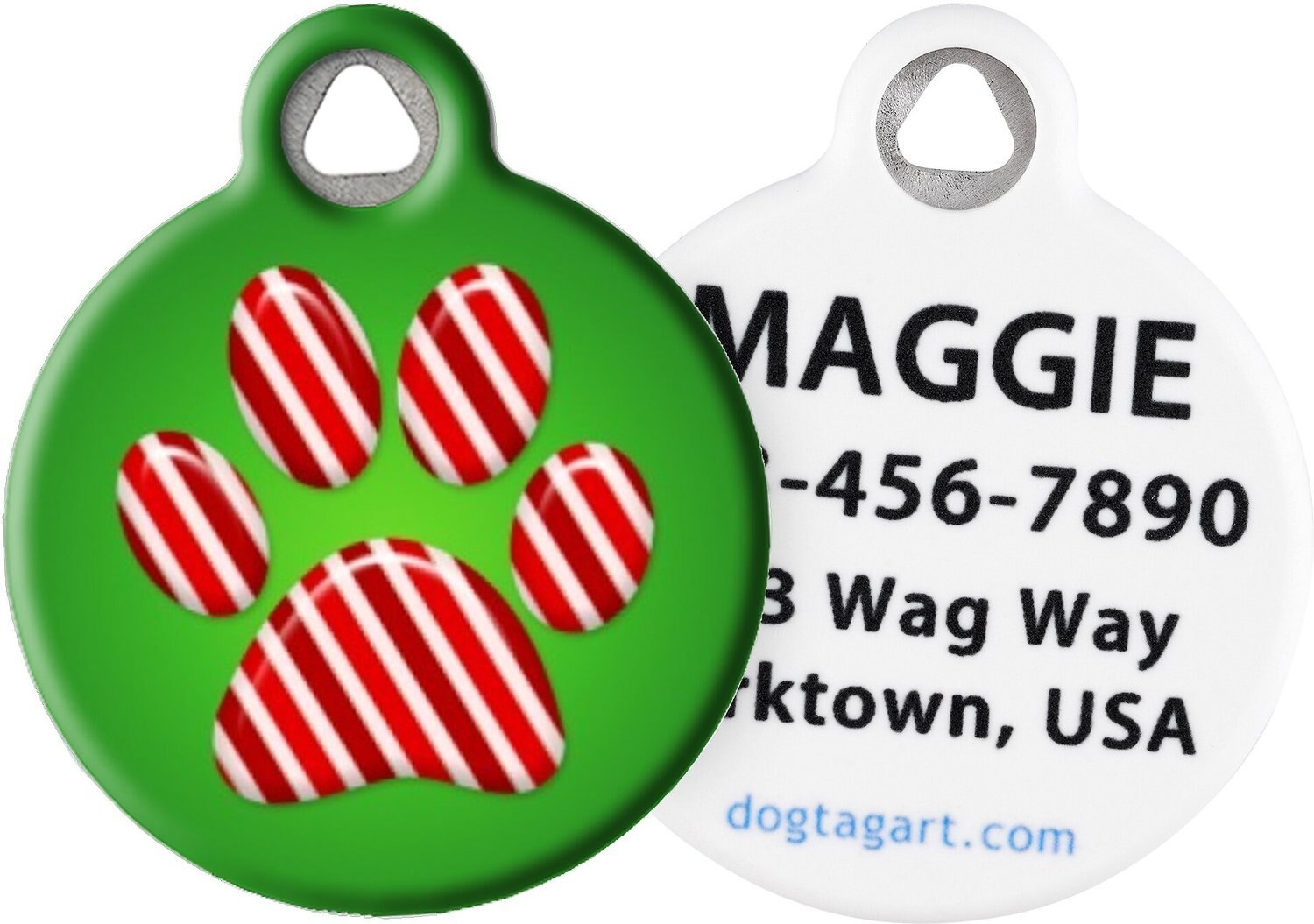 Dog Tag Art Peppermint Paws Personalized Dog & Cat ID Tag