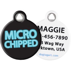 Dog Tag Art Microchipped Personalized Dog & Cat ID Tag, Small