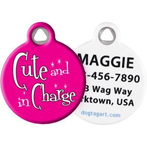 Dog Tag Art Cute & in Charge Personalized Dog & Cat ID Tag, Large