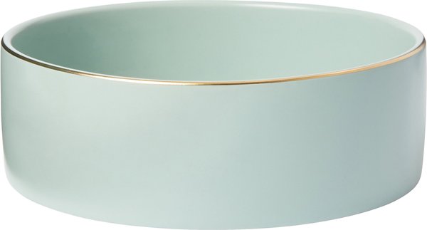 Frisco Modern Gold Rim Ceramic Dog & Cat Bowl, Soft Seafoam, 5 Cups slide 1 of 6