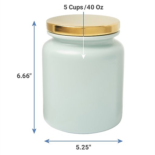 Frisco Modern Gold Rim Ceramic Treat Jar, Soft Seafoam, 5 cup