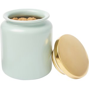 Frisco Modern Gold Rim Ceramic Treat Jar, Soft Seafoam, 5 cup