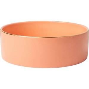 Frisco Modern Gold Rim Ceramic Dog & Cat Bowl, Sugared Peach, 5 Cups