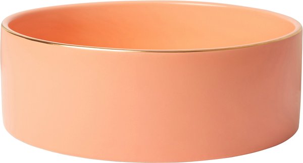 Frisco Modern Gold Rim Ceramic Dog & Cat Bowl, Sugared Peach, 8 Cup slide 1 of 6