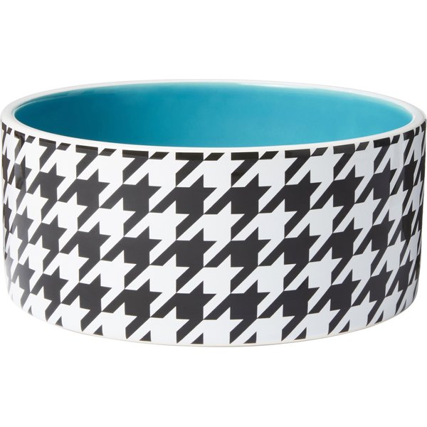 Gingham Ceramic Dog Bowl