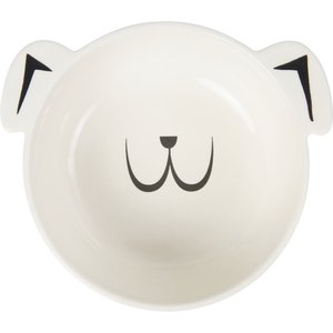 Frisco Dog Face Non-skid Ceramic Dog Bowl, White, 4 Cups