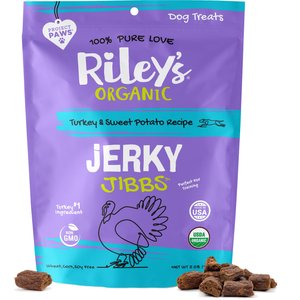 Riley's Organic Jerky Jibbs Turkey & Sweet Potato Recipe Dog Treats, 5-oz pouch