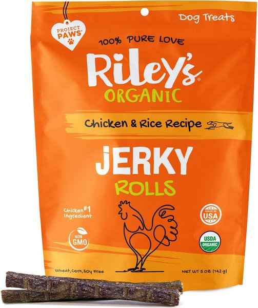 Riley's Organic Jerky Rolls Chicken & Rice Recipe Dog Treats, 5-oz pouch slide 1 of 7