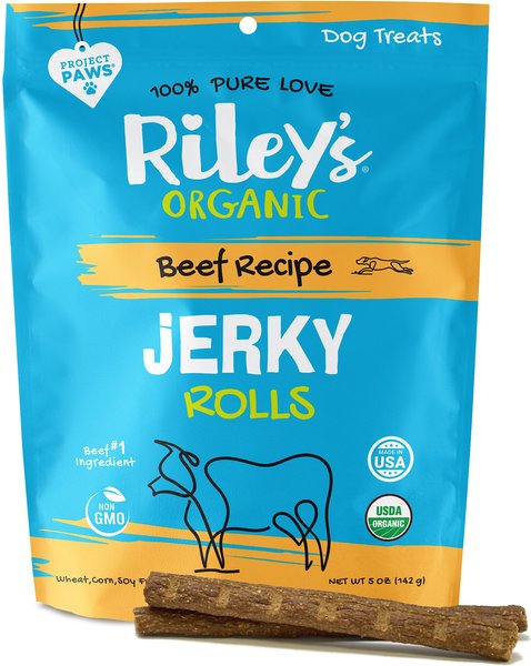 Riley's Organic Jerky Rolls Beef Recipe Dog Treats, 5-oz pouch slide 1 of 6