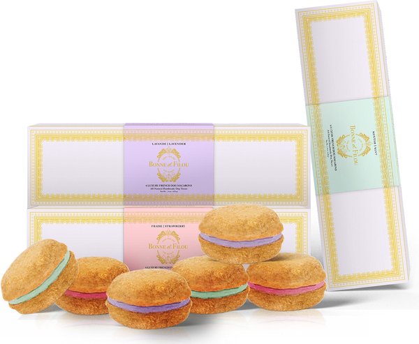 Bonne et Filou Luxury French Macarons Strawberry, Lavender & Mint Variety Pack Dog Treats, 18 count