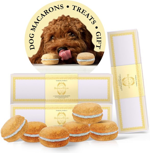 Bonne et Filou Luxury French Macarons Vanilla Flavor Dog Treats, 18 count slide 1 of 8