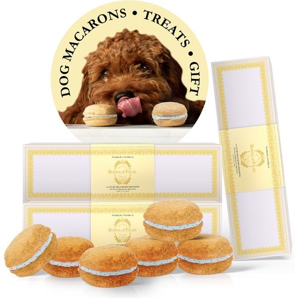 Bonne et Filou Luxury French Macarons Strawberry, Rose & Vanilla Variety Pack Dog Treats, 18 count