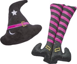 Frisco Halloween Witch Hat & Legs Plush Cat Toy with Catnip, 2 count