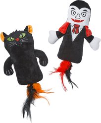 Frisco Halloween Vampire & Black Cat Plush Kicker Cat Toy with Catnip, 2 count