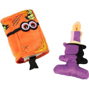 Frisco Halloween Monster Book & Candle Plush Cat Toy with Catnip, 2 count