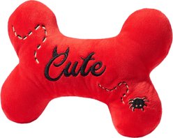 Frisco Halloween Wicked Cute Bone Reversible Plush Squeaky Dog Toy, Medium