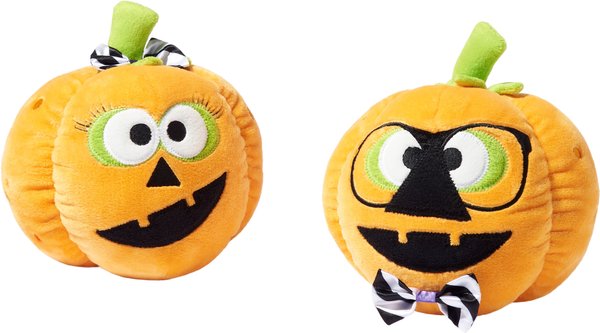 Frisco Halloween Nerdy Jack-o-Lanterns Plush Squeaky Dog Toy, Medium/Large, 2 count slide 1 of 6