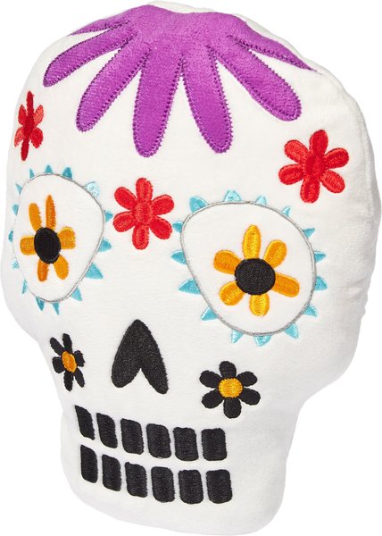 Frisco Halloween Day of the Dead Sugar Skull Plush Squeaky Dog Toy, Large slide 1 of 4