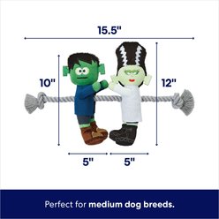 Frisco Halloween Frankenstein & Bride Plush with Rope Squeaky Dog Toy, Medium slide 2 of 5