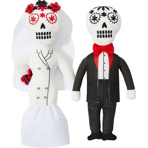 Frisco Sugar Skull Bride & Groom Plush Squeaky Dog Toy, 2 count