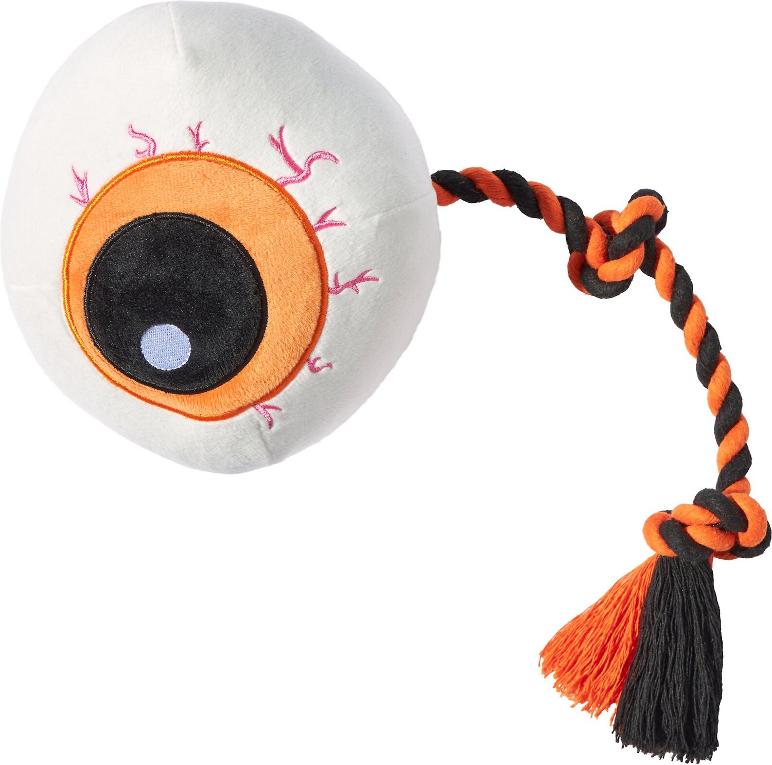 FRISCO Halloween Spooky Eyeball Plush with Rope Squeaky Dog Toy