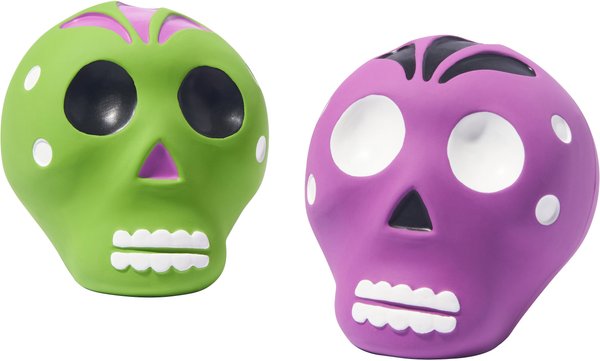 Frisco Halloween Sugar Skulls Latex Squeaky Dog Toy, 2 count slide 1 of 4