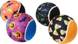Frisco Halloween Glow in the Dark Fetch Squeaky Tennis Ball Dog Toy, Medium, 4 count