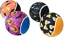 Frisco Halloween Glow in the Dark Fetch Squeaky Tennis Ball Dog Toy, Medium, 4 count