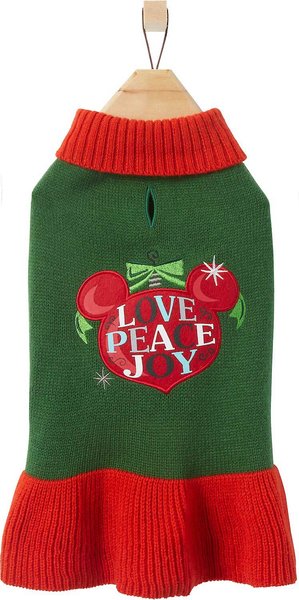 Disney Minnie Mouse "Love, Peace, Joy" Dog & Cat Sweater Dress, X-Small slide 1 of 8
