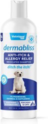 Vetnique Labs Dermabliss Medicated Anti-Itch & Allergy Relief Soothing Oatmeal Medicated Dog & Cat Shampoo, 16-oz bottle