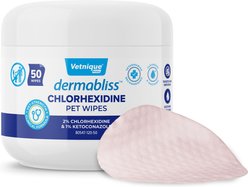 Vetnique Labs Dermabliss Medicated Skin Wipes Anti-Bacterial & Anti-Fungal Medicated Hot Spot & Skin Fold Dog & Cat Wipes, 50 count