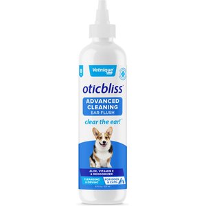 Vetnique Labs Oticbliss Ear Flush Advanced Cleaning Dog & Cat Medicated Ear Cleaner & Wash Rinse Cleanser, 8-oz bottle