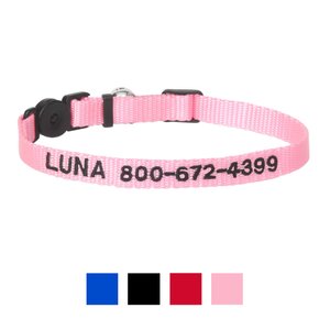 Frisco Nylon Personalized Breakaway Cat Collar with Bell, Pink, 8 to 12-in neck, 3/8-in wide